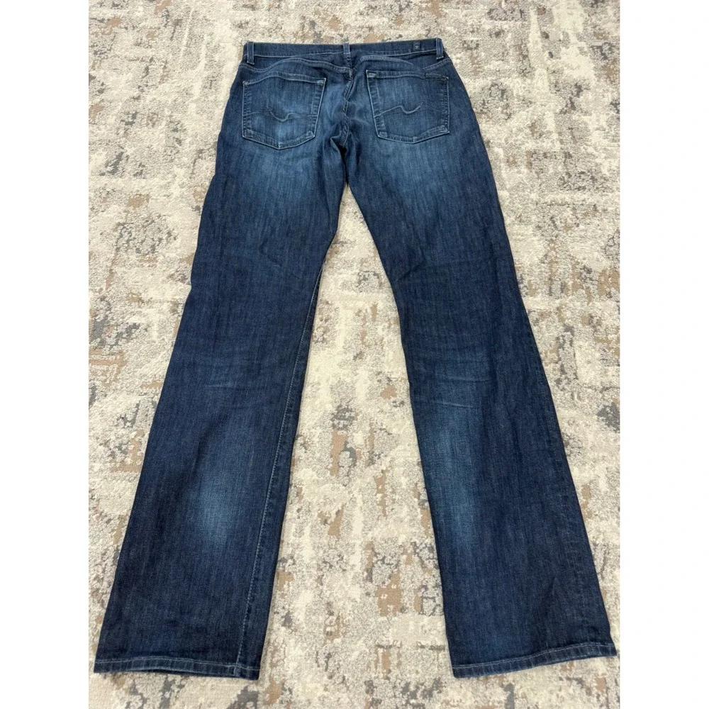7 For All Mankind Standard Dark Wash Straight Leg Mens Jeans Size 32 Button Fly